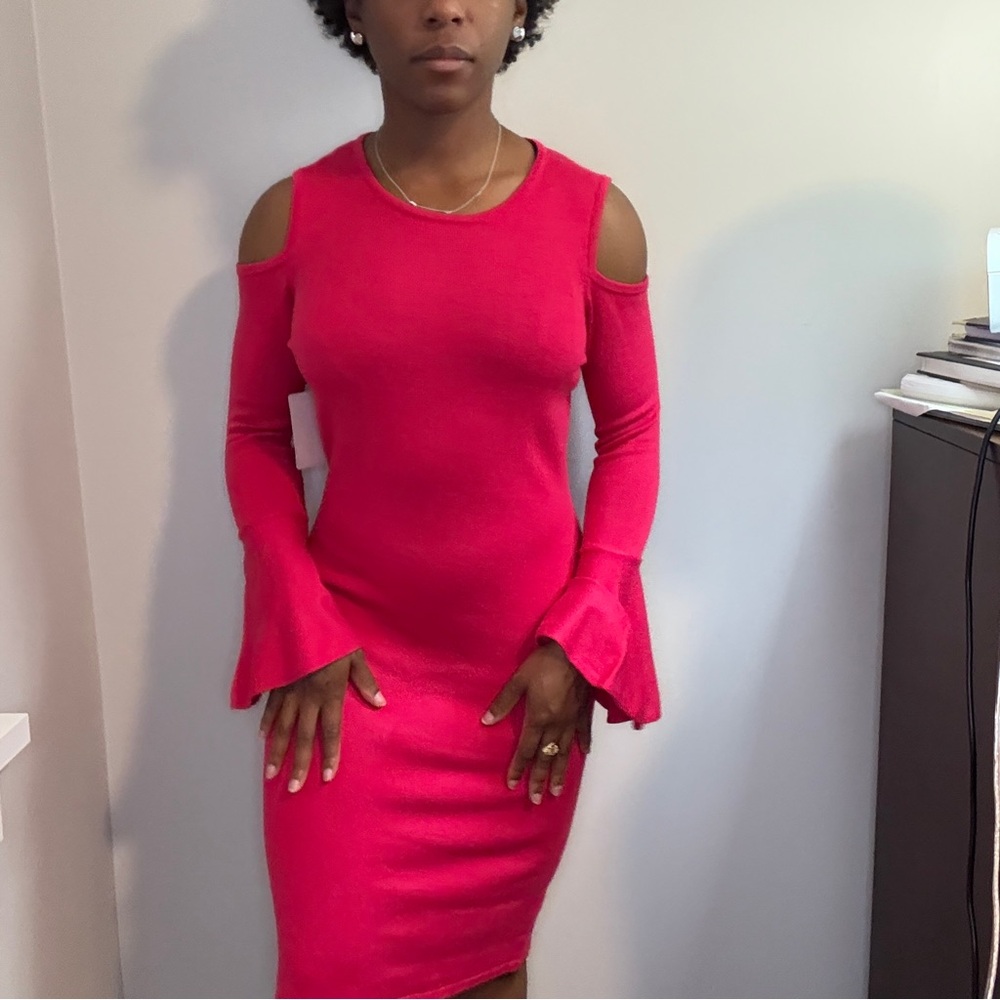 Elegant Pink Cold Shoulder Dress
